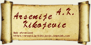 Arsenije Kikojević vizit kartica